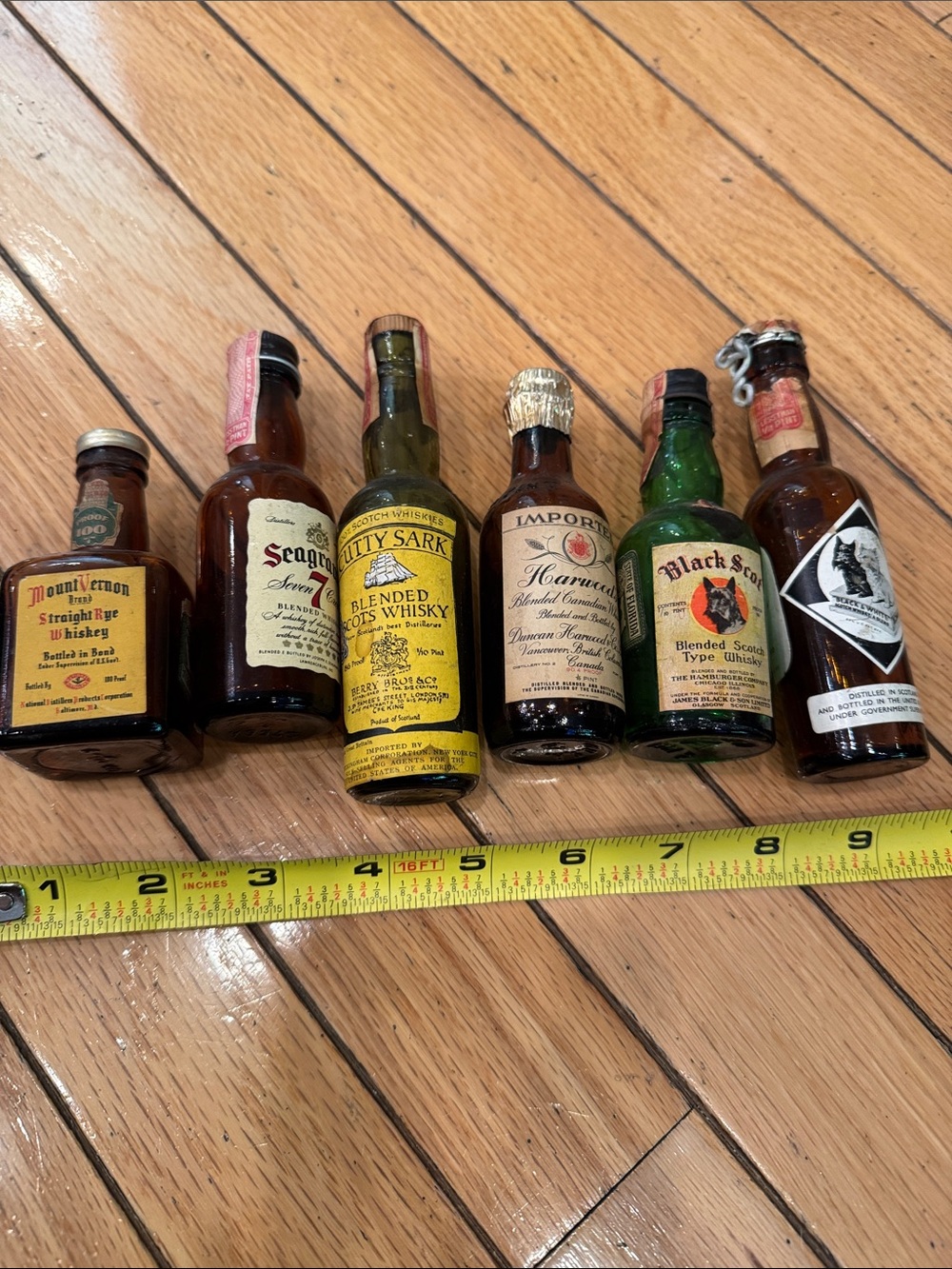 Empty vintage Miniature Whiskey Bottle Collection - Brown/Amber